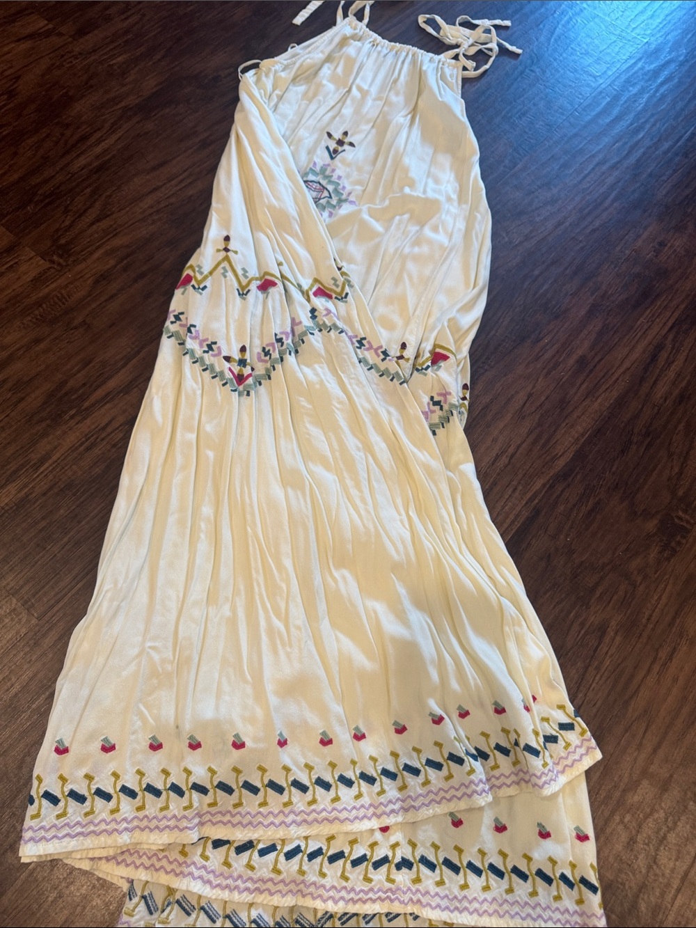 Anthropologie Cream Maxi Dress with Multicolor Embroidery - Picture 6 of 7